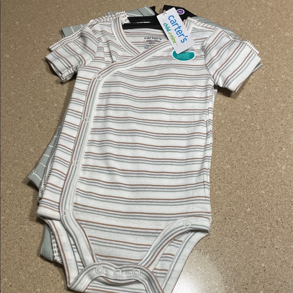 Trio of Carter's Patterned and Striped Bodysuits